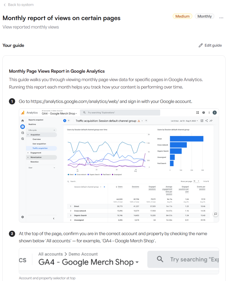 Generated handover guide in Batonly